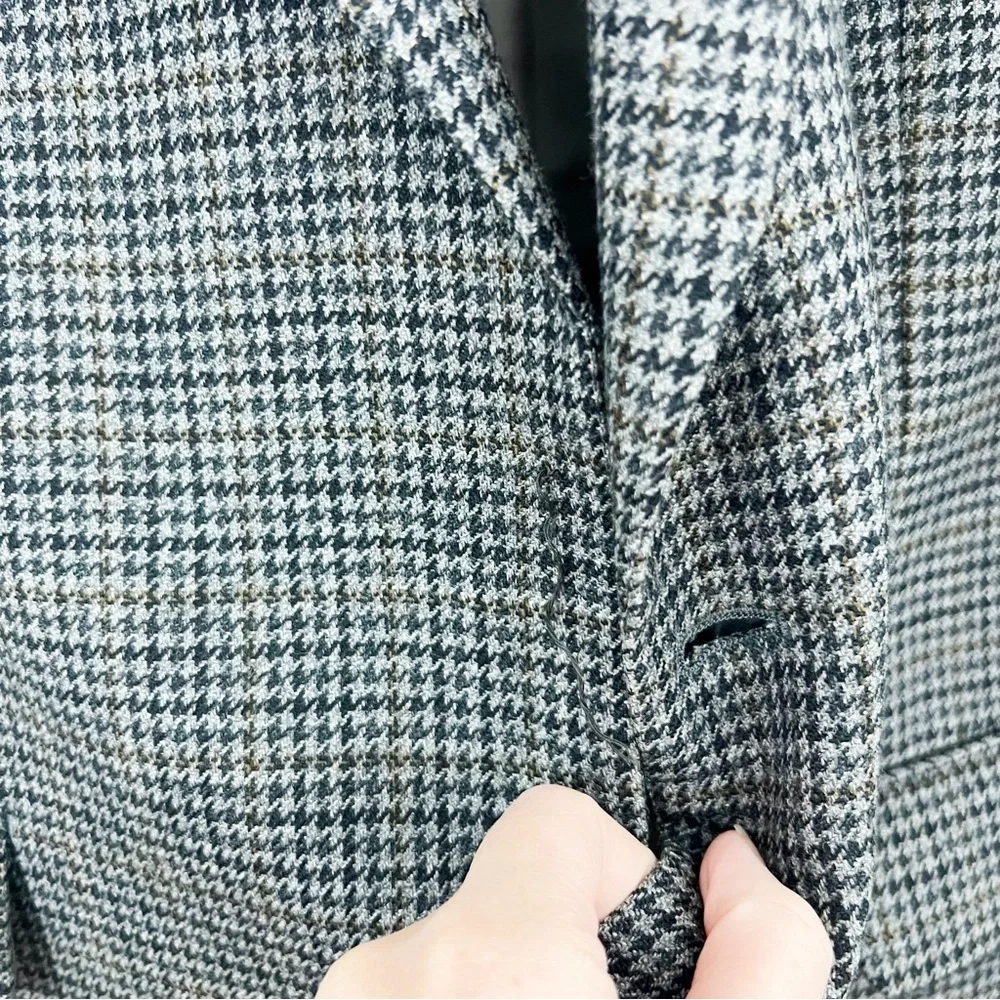 Lauren Ralph Lauren Houndstooth Wool Single Breasted Blazer Coat Size 50L